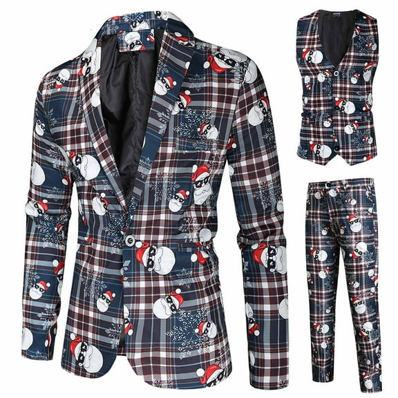 Azrian Men Suit Mens Christmas Suit Different Prints Costume Include Jacket Pants Waistcoat