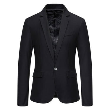 Azrian Men's Business Plaid Coat Men Casual Solid Button Blazer Turn-down Collar Collar Suit Long Sleeves Jacket