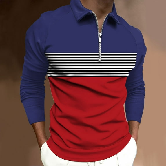 Azrian Men's Casual Pullover Long Sleeve Men Collar Shirt Printed Casual Sleeve Turndown Collar Blouse