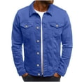 thumbnail image 1 of Azrian Men's Denim Jacket with Button Front and Adjustable Cuffs Men's Winter Button Solid Color Vintage Jacket Tops Blouse Coat, 1 of 2