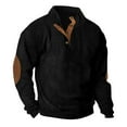 thumbnail image 1 of Azrian Men's Quarter Zip Fleece Sherpa Pullover Sweater Long Sleeve Fashion Casual Sports Stand Collar Button Patchwork Pullover Sweatshirt, 1 of 5