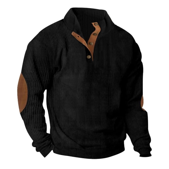 Azrian Men's Quarter Zip Fleece Sherpa Pullover Sweater Long Sleeve Fashion Casual Sports Stand Collar Button Patchwork Pullover Sweatshirt