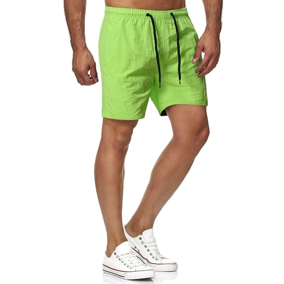 Azrian Men's Shorts Fashion Man Solid Elastic Waist Mid Waist Loose Pockets Bandage Short Pants Clearance