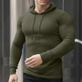 thumbnail image 1 of Azrian Men's Warm and Cozy Hooded Sweatshirt for Autumn and Winter Men Casual Fashion Solid Tight Fitting Muscle Fitness Sports Hoodie Pullover Long Sleeved Sweatshirts, 1 of 1