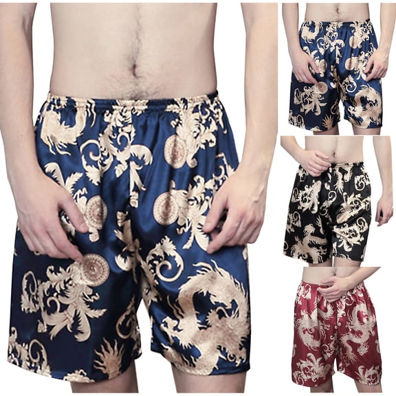 Azrian Mens Shorts Fall Saving,Men's Shorts Silk Pajamas Men's Decor Home Ice Silk Shorts Home Clothes Pajamas