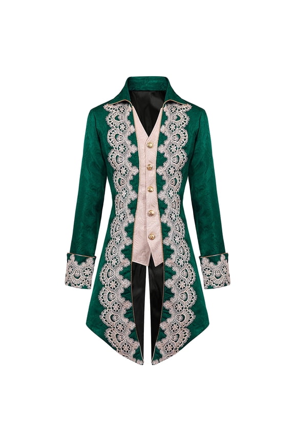 Mens Tops Clearance Men's Steampunk Vintage Tailcoat Jacket Men Patchwork Turn-down Collar Long-sleeved Costume Cosplay Swallow-tailed Coat