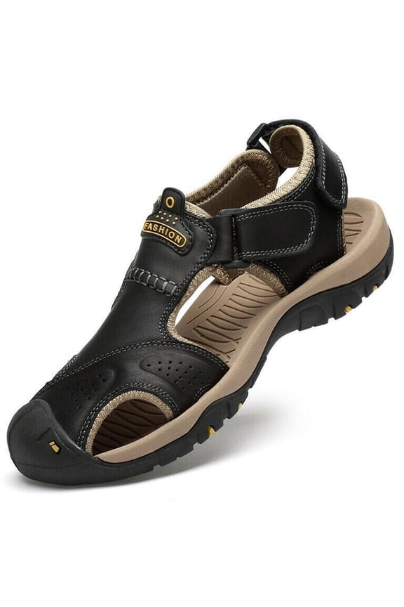 Azrian Outdoor Men'S Leather Non-Slip Anti-Kick and Anti-Collision Beach Sandals