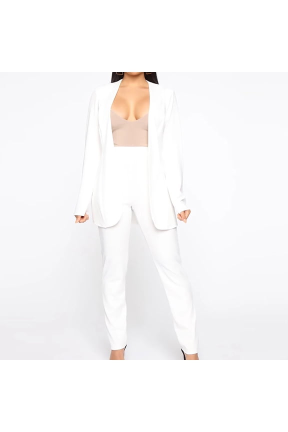 Pants for Women,Womens Plus Business Suit Sets Attire 2 Piece Outfits Long Sleeve Coats Tops Solid Long Pants Sets