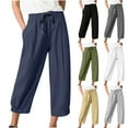 thumbnail image 1 of Azrian Pants for Women,Womens Plus Size Pants Casual Loose Solid Color Pockets Elastic Waist Comfortable Ankle-Length Trousers Pant, 1 of 5