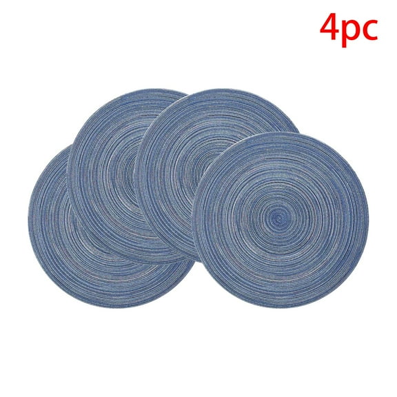 Azrian Placemats Washable Woven Vinyl Placemats for Dining Table Round Rop Cotton Braided Table Place Mats Set of 4