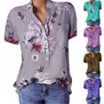 thumbnail image 1 of Azrian Plus Size Blouses Summer Tops For Women Short Sleeve Split Neck Shirts Flower Print Elegant Blouses With Chest Pocket, 1 of 6
