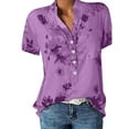 thumbnail image 1 of Azrian Plus Size Blouses Summer Tops For Women Short Sleeve Split Neck Shirts Flower Print Elegant Blouses With Chest Pocket Clearance Sale, 1 of 6