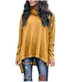 thumbnail image 1 of Azrian Plus Size Blouses Women's Fashion Casual Long Sleeve Solid Color Turtleneck Split Tops Blouse, 1 of 5