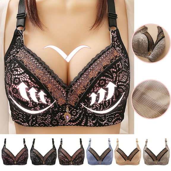 Azrian Plus Size Bras,Woman's Fashion Plus Size Wire Free Comfortable Push Up Bra Underwear