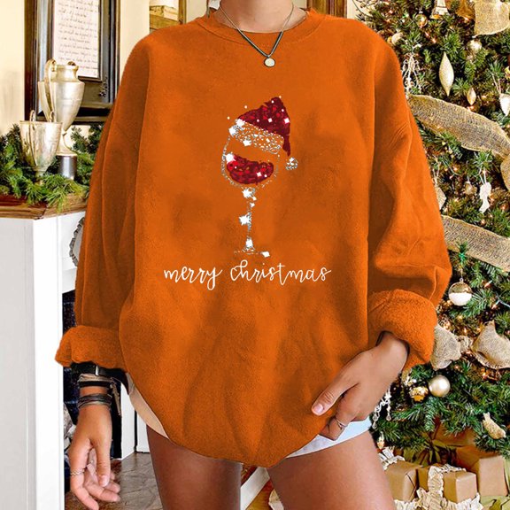 Azrian Plus Size Christmas Sweatshirts Womens 2023 Saving,Oversize Christmas Fashion Women's Casual Long Sleeve Printed Ladies Sweatshirts Tops 2023 Deal on Sale