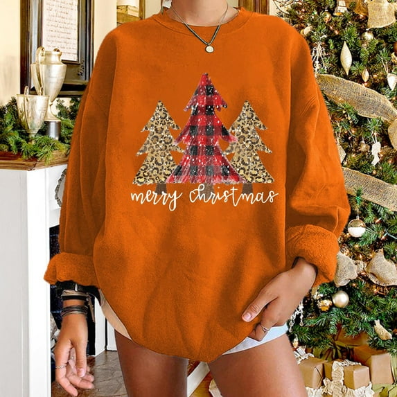 Azrian Plus Size Christmas Sweatshirts Womens 2023 Saving,Oversize Christmas Fashion Women's Casual Long Sleeve Printed Ladies Sweatshirts Tops 2023 Deal on Sale