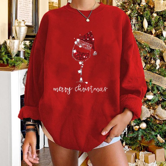 Azrian Plus Size Christmas Sweatshirts Womens 2023 Saving,Oversize Christmas Fashion Women's Casual Long Sleeve Printed Ladies Sweatshirts Tops 2023 Deal on Sale