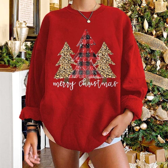 Azrian Plus Size Christmas Sweatshirts Womens 2023 Saving,Oversize Christmas Fashion Women's Casual Long Sleeve Printed Ladies Sweatshirts Tops 2023 Deal on Sale