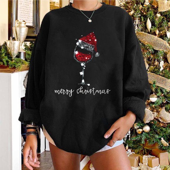 Azrian Plus Size Christmas Sweatshirts Womens 2023 Saving,Oversize Christmas Fashion Women's Casual Long Sleeve Printed Ladies Sweatshirts Tops 2023 Deal on Sale