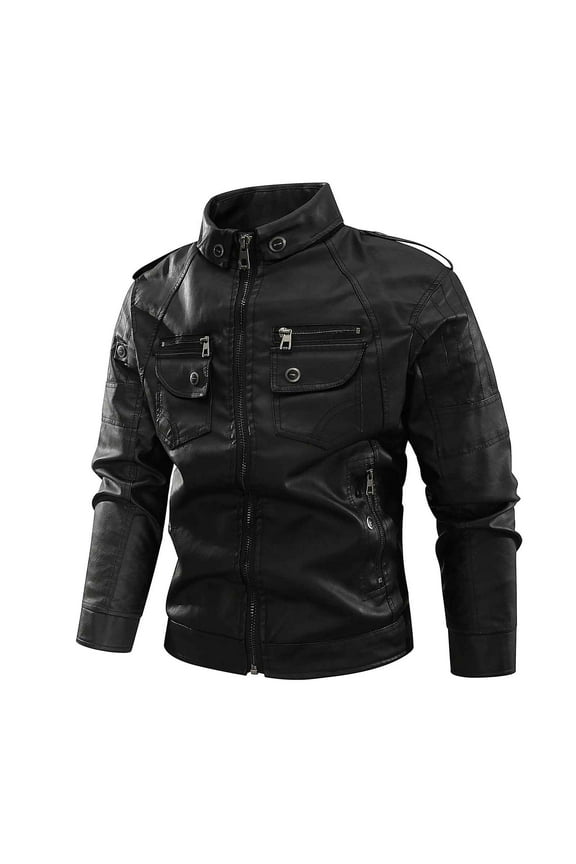 Plus Size Sweats for Womens,Men's Zipper Opening and Closing Fleece Coat Long Sleeve Stand Collar Jacket Vintage Washed Leather Jacket XXL,Black