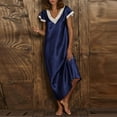 thumbnail image 1 of Azrian Plus Size Women Dress Womens Short Sleeve V Neck Homewear Pajamas Long Dress Nightgowns Sleepwear, 1 of 6