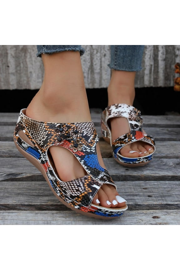 Sandals Women Dressy,Orthopedic Sandalwomen Beach Slippers with Arch Support Anti-Slip Breathable Vintage Shoes Multicolor 9(42)