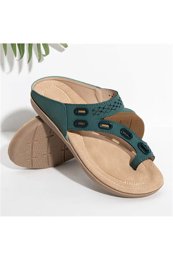 Sandals Women Wedge Flat Massage Flip Flops Women's Sandals and Slippers Set Toe Women's Sandals Gifts for Women Green 9.5(43)