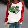 thumbnail image 1 of Azrian Shirt Fashion Women's Spring Patchwork St. Patrick's Day Printed Long Sleeves Round Neck Casual Tee Tops, 1 of 4