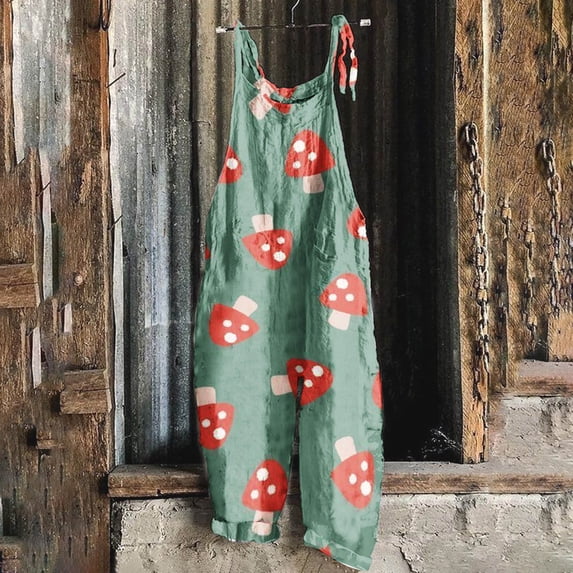 Azrian Sleeveless Jumpsuit for Women, Overall Rompers Women Ladies Printed Summer Sleeveless Backless Loose Long Playsuits Rompers Jumpsuit
