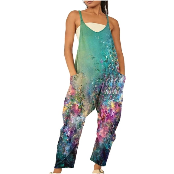 Azrian Sleeveless Jumpsuit for Women, Overall Rompers Womens Fashion Summer Casual Sleeveless Suspender Jumpsuit
