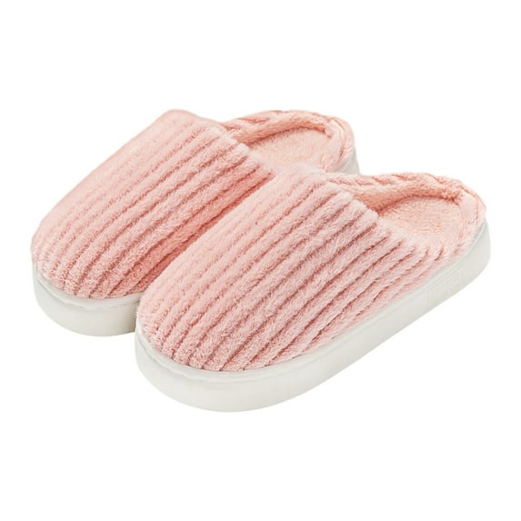 Azrian Striped Non-Slip Cotton Slippers - Ladies Cotton Memory Foam Streak Slippers Women's Slippers House Bedroom Slippers for Plush Comfy Lined Slide Shoes