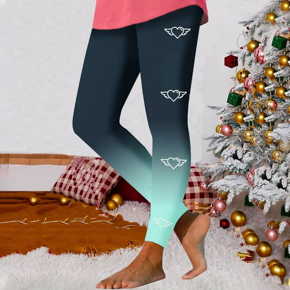 Azrian Summer Casual Long Trousers for Women Fashion Womens Christmas Printing Stretch Leggings Fitness Running Gym Sports Full Length Active Pants