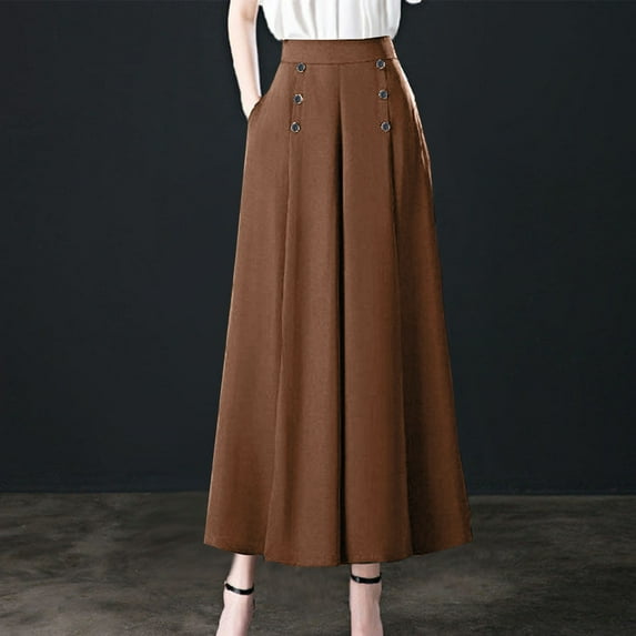 Azrian Summer Casual Long Trousers for Women Women's Casual Daily High Waisted Solid Loose Wide Leg Pants