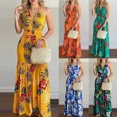 thumbnail image 1 of Azrian Summer Dresses,Dress Plus Size Fashion Women Summer Casual Print V-Neck Camis Sleeveless Vest Long Dress, 1 of 6