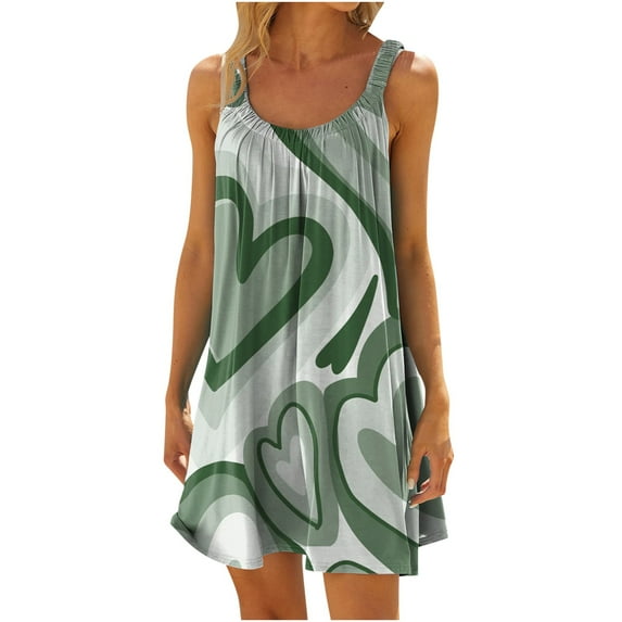 Azrian Summer Dresses Women Plus Size CasualPrinted Round-Neck Short Sleeve Loose Knee-Length Dres