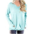 thumbnail image 1 of Azrian Sweatshirts for Womens Clearance,Oversized Tshirts Shirts For Women Solid Workout Sweatshirts Casual Basic Long Sleeve Shirt Classic Crew V-Neck Tops Deal for Winter 2023 on Sale, 1 of 5