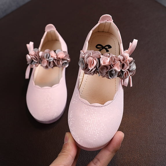 HWRETIE Toddler Baby Girls Floral Leather Sandals Cute Princess Dance Shoes,Comfortable Soft Sole Summer Dress,Footwear for Kids Party Birthday Outdoor Wear