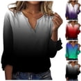 thumbnail image 1 of Azrian Tops for Womens,3/4 Sleeve Pullover Fashion Shirt Blouse V Neck T Shirt Autumn Dailywear Blouse Tops Sweatshirt on Deal,Size M-2XL, 1 of 4