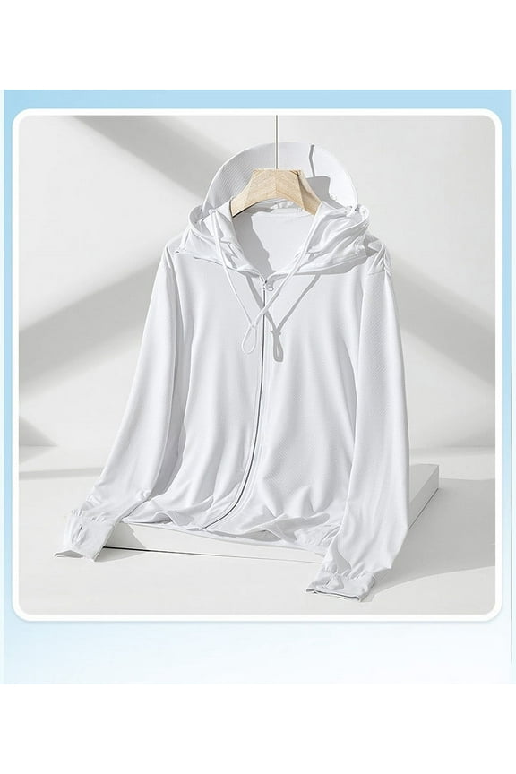 Unisex Lightweight Breathable Summer Hooded Jacket for Men and Women Summer Solid Color Sunscreen Jacket With Hooded Protective Line Jacket