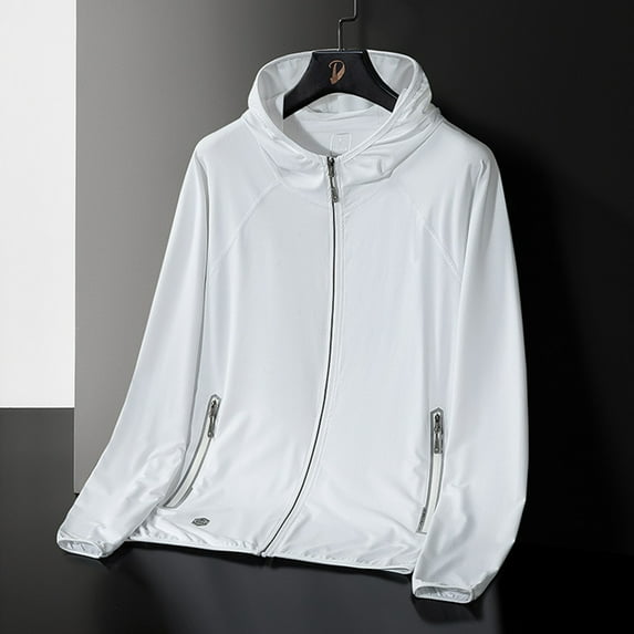 Azrian Unisex Lightweight Breathable Summer Hooded Jacket for Men and Women Summer Solid Color Sunscreen Jacket With Hooded Protective Line Jacket