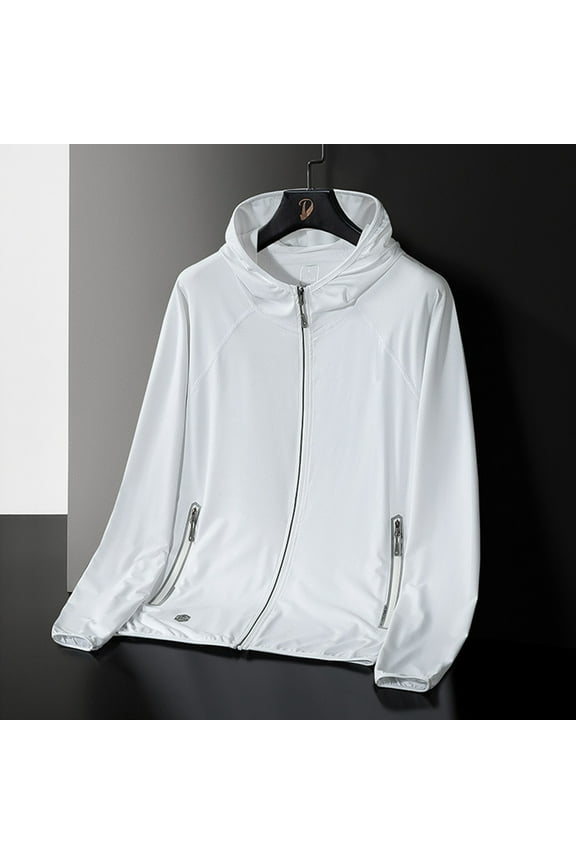 Unisex Lightweight Breathable Summer Hooded Jacket for Men and Women Summer Solid Color Sunscreen Jacket With Hooded Protective Line Jacket