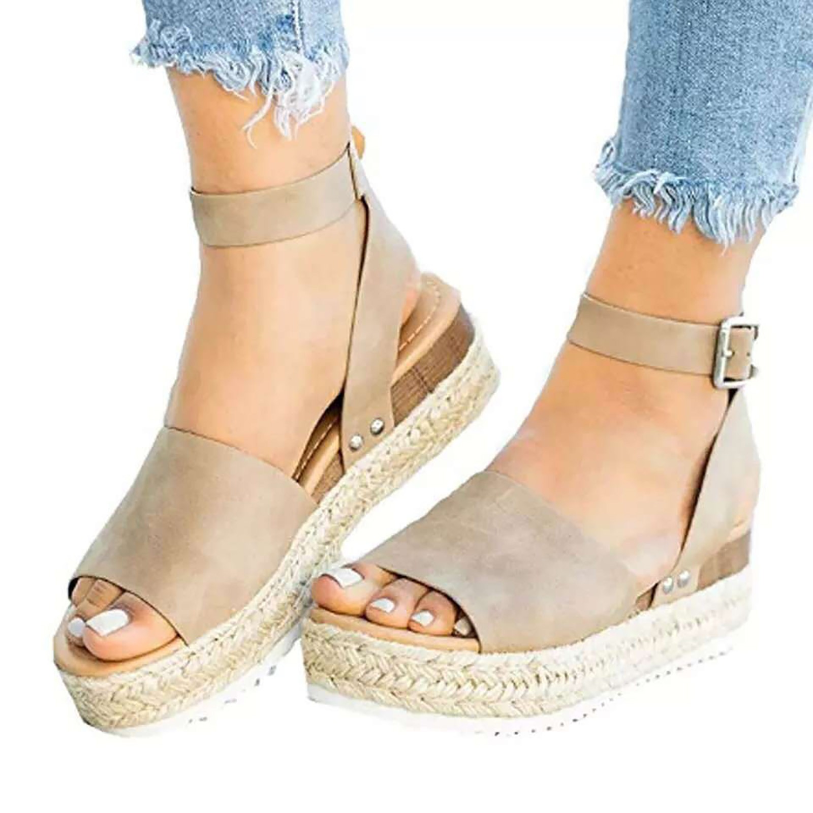 Azrian Woman Summer Sandals Open toe Casual Platform Wedge Shoes Casual Canvas Shoes - image 1 of 6