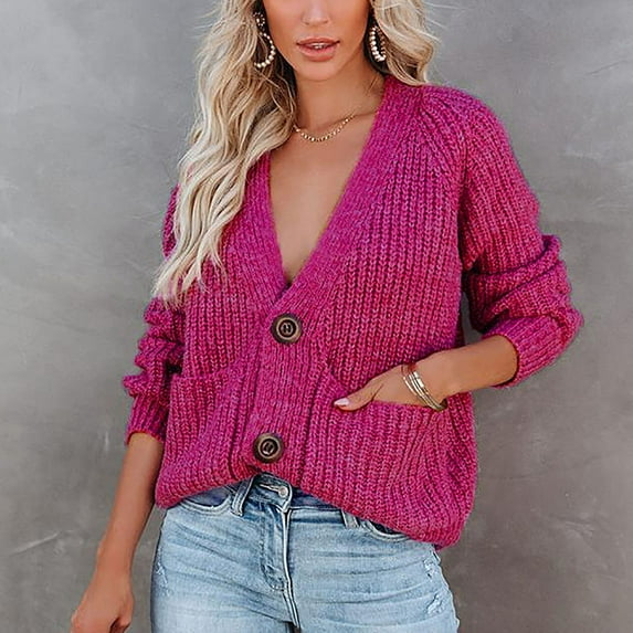 Azrian Women Casual Patchwork Leopard Long Sleeve Knit Pullover V-neck Sweater Coat