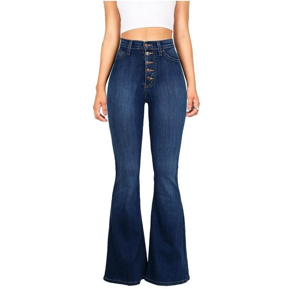 Azrian Women Flare Jeans,Plus Women Sexy High-waist Wide-legged Casual Pants Teenagers Classic Skinny
