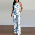 thumbnail image 1 of Azrian Women Pajamas Sets Activewear 2023,Womens Plus Size Pajamas Sets Fashion Casaul Summer Sleeveless Print Short CamisTop + Long Pant Set Clearance, 1 of 6