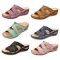 thumbnail image 1 of Azrian Women'S Multi-Color Embroidered Sandals with Wedge Fish Mouth Platform Shoes, 1 of 2