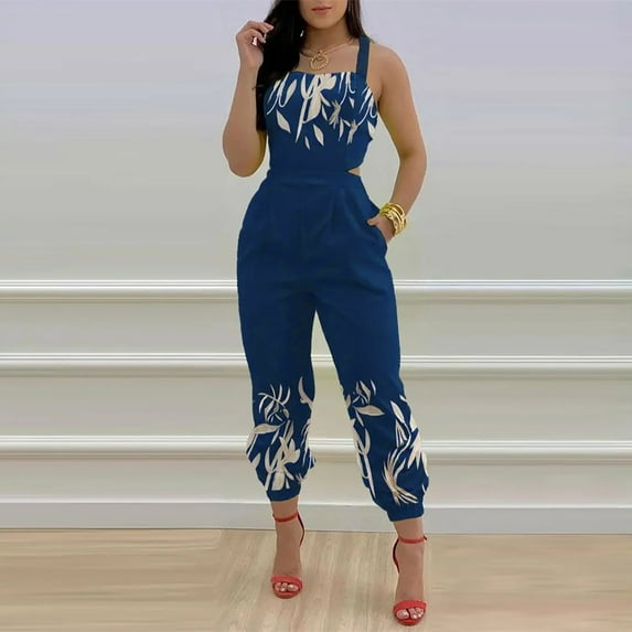 Azrian Women Suit Women's Jumpsuits Women's Overalls With Suspenders And Printing Casual Jumpsuit