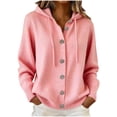 thumbnail image 1 of Azrian Women’s Button Down Hooded Knit Cardigan, Fall Winter Casual Knit OuterwearSizes S-3XL, 1 of 6