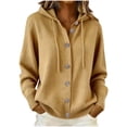 thumbnail image 1 of Azrian Women’s Button Down Hooded Knit Cardigan, Fall Winter Casual Knit OuterwearSizes S-3XL, 1 of 6