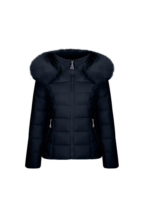 Women's Chevron Midweight Puffer Jacket-(B-Black,XXXL)